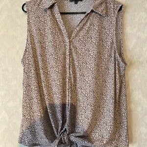 Cream Leopard Print Sleeveless Blouse